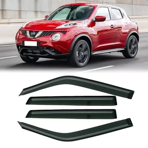 Ветровики на окна для Nissan Juke 2011-2017, дефлекторы, темно-дымчатые, накладные, 4 шт., 2012 2013 2014 2015 2016 