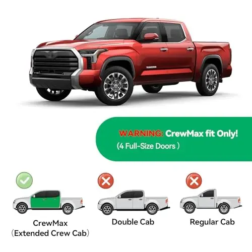 Ветровики на окна в канал для Toyota Tundra CREWMAX 2022-2026 ТОЛЬКО, дефлекторы козырьков, темно-дымчатые 2023 2024, с клейким внутренним креплением, 4 шт. 