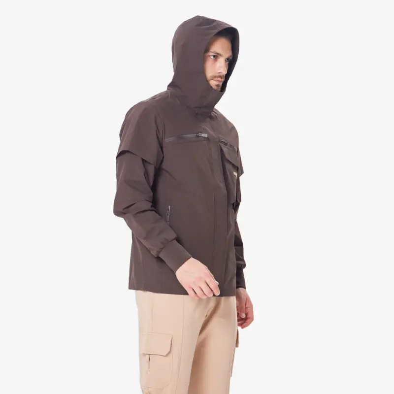 Ветровка с капюшоном - DARK BROWN - 4