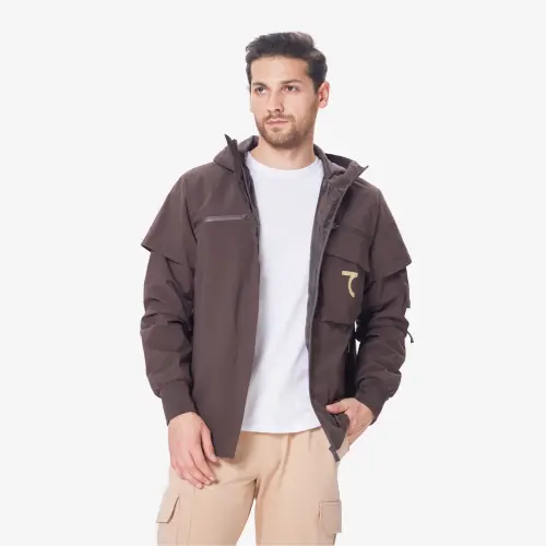 Ветровка с капюшоном / dark brown / XL - DARK BROWN - 7SABER (1)