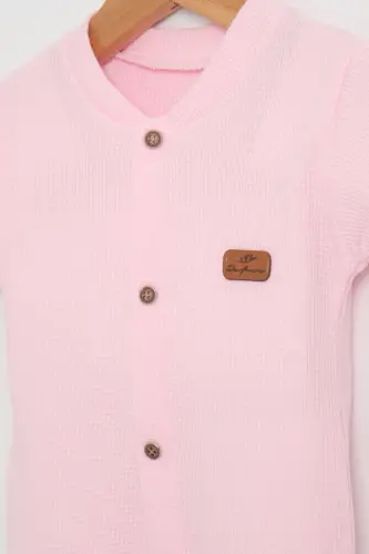 ВEВEК RENKLİ PAMUKLİ WAFFLE KUMAŞ TULUM-PEMBE - 4