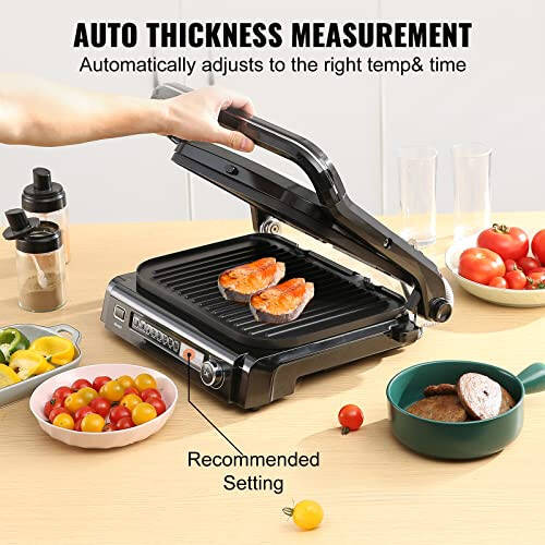 VEVOR 7 IN 1 Electric Contact Grill,1800W Indoor Panini Press Griddle,Stainless Steel Teppanyaki Grill with Nonstick&Removable Iron Plate, 0-446℉ Adjustable Temp Control,LCD Display,110V - 3