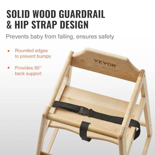 VEVOR Wooden Double Solid Wood Feeding, Eat & Grow Portable High, Easy to Clean Baby Booster Seat, Compact Toddler Chair, Natural - 38