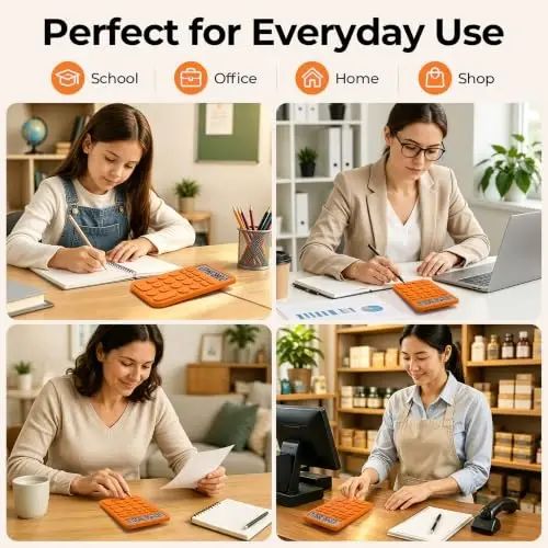 VEWINGL Basic Desktop Calculator, 12 Digit Large Display and Big Buttons | Modern Minimalist Design for School, Office, Home, and Everyday Use - 3