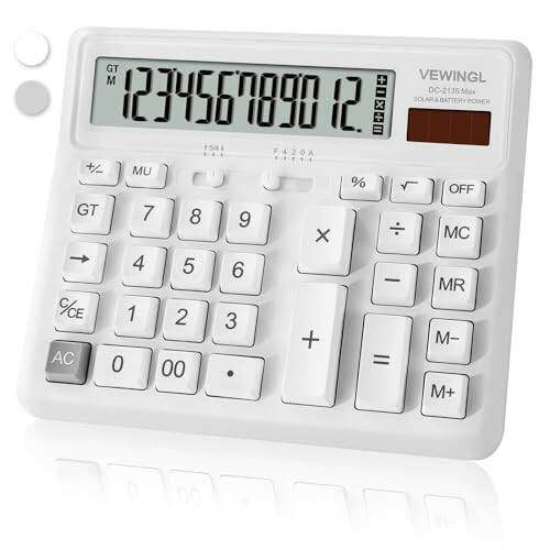 VEWINGL Desk Calculator 12 Digit, Large Computer Keys,Desktop Dual Power Battery and Solar, Calculator with Large LCD Display for Office,School, Home & Business Use,Automatic Sleep.7.6 * 6.4in - 1