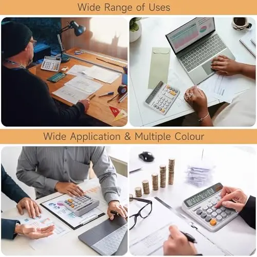 VEWINGL Desktop Calculator, 12 xonali katta LCD displey, katta kompyuter uslubidagi tugmalar, ikkilamchi quvvat (quyosh va batareya), avtomatik uyqu rejimi, ofis, maktab, uy va biznes uchun 7,5