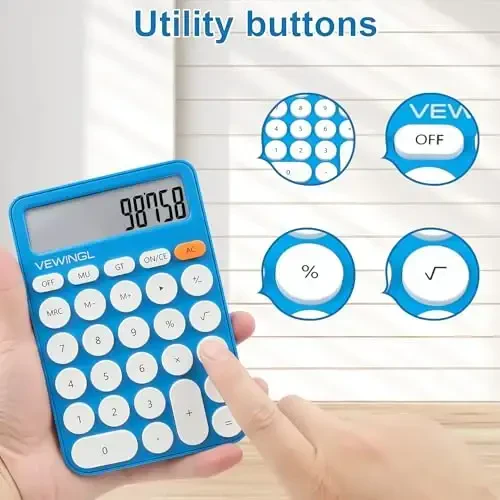 Standard Calculator 12 Digit,6.2 * 4.2in Desktop Large Display and Buttons,Calculator with Large LCD Display for Office,School, Home & Business Use,Automatic Sleep,15 °Tilt Screen - 2