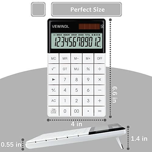 VEWINGL Dizüstü Bilgisayar Klavyesi Tuş Hesap Makinesi 12 Haneli,Çift Güç Pilli ve Güneş Enerjili,Büyük LCD Ekranlı Masaüstü Hesap Makinesi,Ofis,Okul,Ev ve İş İçin,Tablet Düğmesi,Otomatik Uyku.6,5 * 4 inç - 6