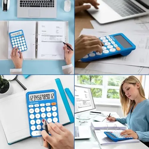 Standard Calculator 12 Digit,6.2 * 4.2in Desktop Large Display and Buttons,Calculator with Large LCD Display for Office,School, Home & Business Use,Automatic Sleep,15 °Tilt Screen - 6