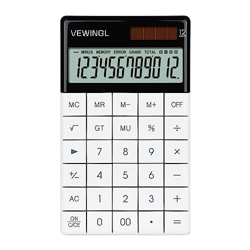 VEWINGL Laptop Keyboard Keys Calculator 12 Digit,Dual Power Battery and Solar,Desk Calculator with Large LCD Display for Office,School, Home & Business Use,Tablet Button,Automatic Sleep.6.5 * 4 in - 1