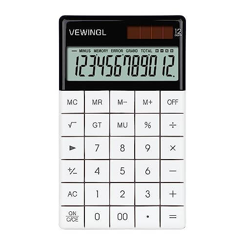 VEWINGL Laptop Keyboard Keys Calculator 12 Digit,Dual Power Battery and Solar,Desk Calculator with Large LCD Display for Office,School, Home & Business Use,Tablet Button,Automatic Sleep.6.5 * 4 in - 1