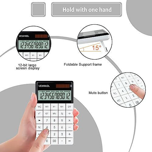 VEWINGL Laptop Keyboard Keys Calculator 12 Digit,Dual Power Battery and Solar,Desk Calculator with Large LCD Display for Office,School, Home & Business Use,Tablet Button,Automatic Sleep.6.5 * 4 in - 2