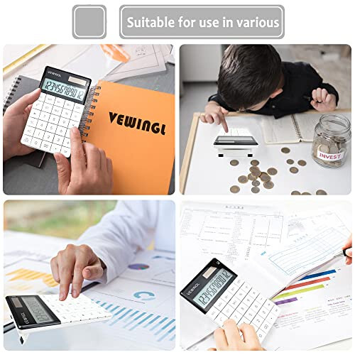 VEWINGL Laptop Keyboard Keys Calculator 12 Digit,Dual Power Battery and Solar,Desk Calculator with Large LCD Display for Office,School, Home & Business Use,Tablet Button,Automatic Sleep.6.5 * 4 in - 5