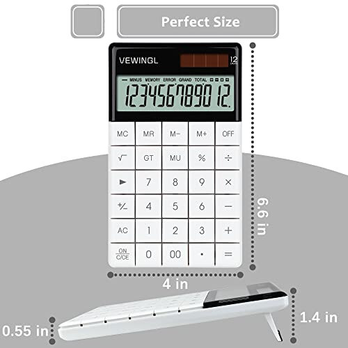 VEWINGL Laptop Keyboard Keys Calculator 12 Digit,Dual Power Battery and Solar,Desk Calculator with Large LCD Display for Office,School, Home & Business Use,Tablet Button,Automatic Sleep.6.5 * 4 in - 6