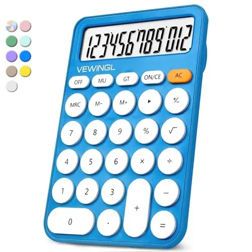 VEWINGL Laptop Keyboard Keys Calculator 12 Digit,Dual Power Battery and Solar,Desk Calculator with Large LCD Display for Office,School, Home & Business Use,Tablet Button,Automatic Sleep.6.5 * 4 in - 1
