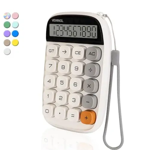 VEWINGL Mechanical Switch Calculator, 10 Digit LCD Display and Buttons, Great for Everyday Life and Basic Office Work, with Battery - VEWINGL