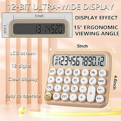 VEWINGL Mechanical Switch Calculator, 10 Digit LCD Display and Buttons, Great for Everyday Life and Basic Office Work, with Battery - 2