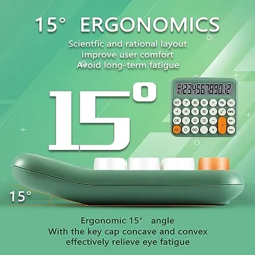 VEWINGL Mechanical Switch Calculator, 10 Digit LCD Display and Buttons, Great for Everyday Life and Basic Office Work, with Battery - 3