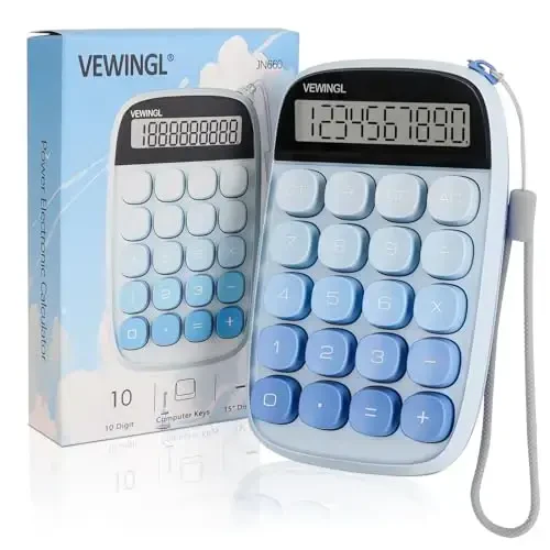 VEWINGL Mechanical Switch Calculator, 10 Digit LCD Display and Buttons, Great for Everyday Life and Basic Office Work, with Battery - 1