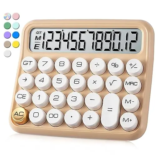 VEWINGL Mechanical Switch Calculator, 10 Digit LCD Display and Buttons, Great for Everyday Life and Basic Office Work, with Battery 