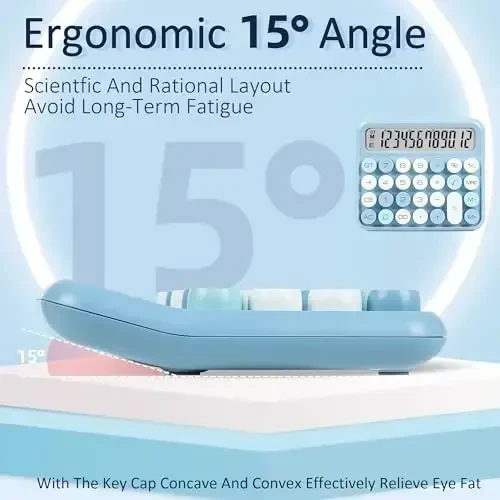 VEWINGL Mechanical Switch Calculator, 12 Digit Large LCD Display and Buttons, Great for Everyday Life and Basic Office Work, with Battery - 4