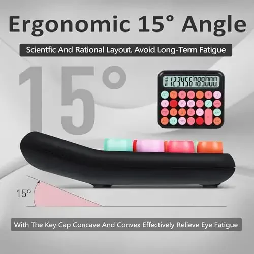 VEWINGL Mechanical Switch Calculator, 12 Digit Large LCD Display and Buttons, Great for Everyday Life and Basic Office Work, with Battery - 3