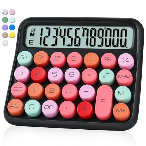 VEWINGL Mechanical Switch Calculator, 12 Digit Large LCD Display and Buttons, Great for Everyday Life and Basic Office Work, with Battery 