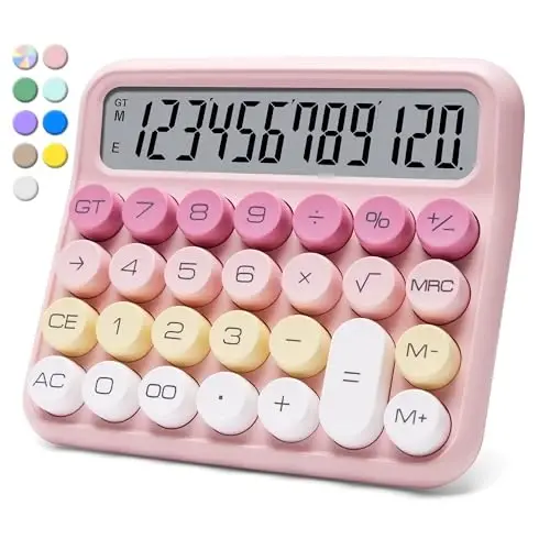 VEWINGL Mechanical Switch Calculator, 12 Digit Large LCD Display and Buttons, Great for Everyday Life and Basic Office Work, with Battery 