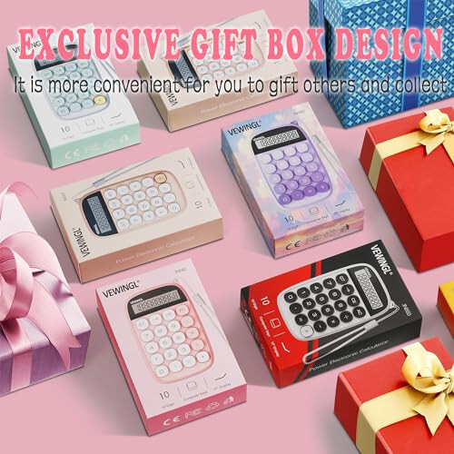 VEWINGL Mechanical Switch Calculator, Pink Calculator Cute 10 Digit Large LCD Display and Buttons, Calculator with Large LCD Display Great for Everyday Life and Basic Office Work - 6