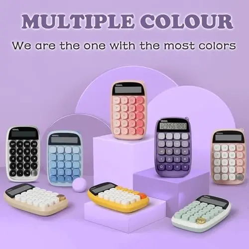 VEWINGL Mechanical Switch Calculator, 10 Digit LCD Display and Buttons, Great for Everyday Life and Basic Office Work, with Battery - 5