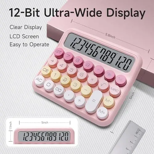 VEWINGL Mechanical Calculator 12 Digit Desk Calculator with Extra Large 5