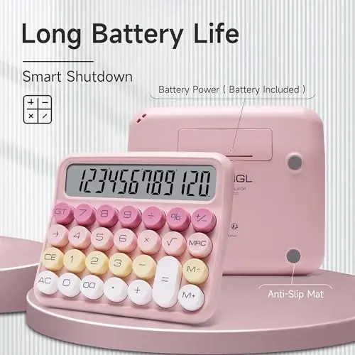 VEWINGL Mechanical Calculator 12 Digit Desk Calculator with Extra Large 5