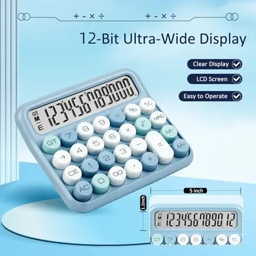 VEWINGL Mechanical Calculator 12 Digit Desk Calculator with Extra Large 5