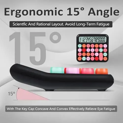 VEWINGL Mechanical Switch Calculator, 12 Digit Large LCD Display and Buttons, Great for Everyday Life and Basic Office Work, with Battery - 3