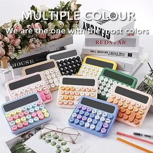 VEWINGL Mechanical Switch Calculator, 12 Digit Large LCD Display and Buttons, Great for Everyday Life and Basic Office Work, with Battery - 6