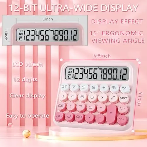 VEWINGL Mechanical Calculator 12 Digit Desk Calculator with Extra Large 5