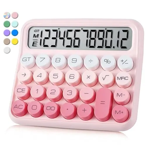 VEWINGL Mechanical Switch Calculator, 12 Digit Large LCD Display and Buttons, Great for Everyday Life and Basic Office Work, with Battery - VEWINGL
