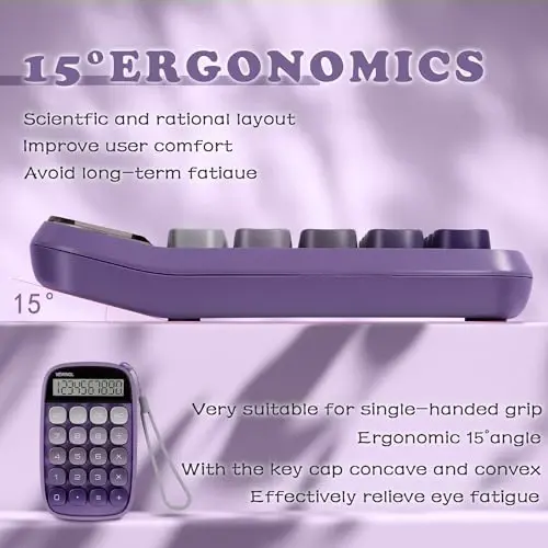 VEWINGL Mechanical Switch Calculator, 10 Digit LCD Display and Buttons, Great for Everyday Life and Basic Office Work, with Battery - 2