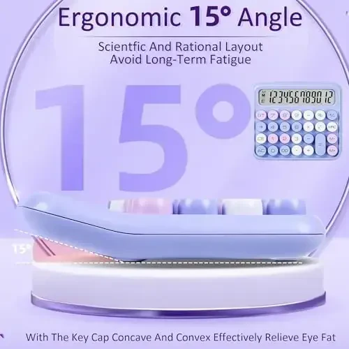 VEWINGL Mechanical Switch Calculator, 12 Digit Large LCD Display and Buttons, Great for Everyday Life and Basic Office Work, with Battery - 3