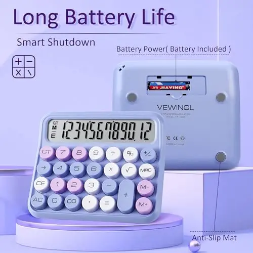 VEWINGL Mechanical Calculator 12 Digit Desk Calculator with Extra Large 5