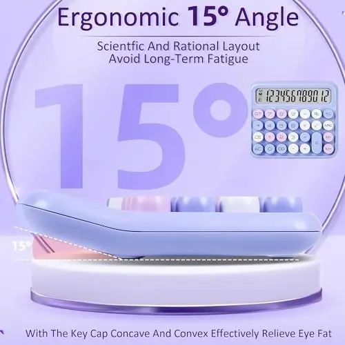 VEWINGL Mechanical Switch Calculator, 12 Digit Large LCD Display and Buttons, Great for Everyday Life and Basic Office Work, with Battery - 3