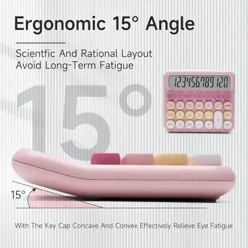VEWINGL Механический калькулятор переключателей, 12-разрядный большой ЖК-дисплей и кнопки, отлично подходит для повседневной жизни и базовой офисной работы, с батареей. - 4