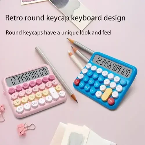 VEWINGL Механический калькулятор переключателей, 12-разрядный большой ЖК-дисплей и кнопки, отлично подходит для повседневной жизни и базовой офисной работы, с батареей. - 6