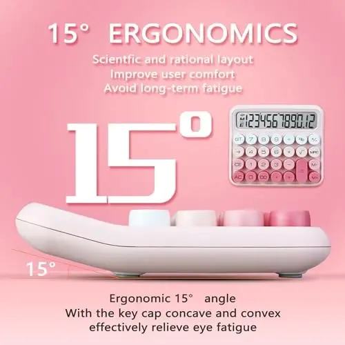 VEWINGL Mexanik kalit kalkulyatori, 12 xonali katta LCD displey va tugmalar, kundalik hayot va asosiy ofis ishi uchun ajoyib, batareyali - VEWINGL (1)
