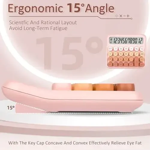 VEWINGL mexanik kalit kalkulyatori, 12 xonali katta LCD displey va tugmalar, kundalik hayot va asosiy ofis ishlari uchun ajoyib, batareyali - 4