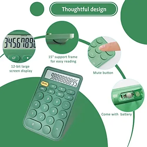 VEWINGL Standard Calculator 12 Digit,Desktop Large Display and Buttons,Calculator with Large LCD Display for Office,School, Home & Business Use,Automatic Sleep,with Battery 