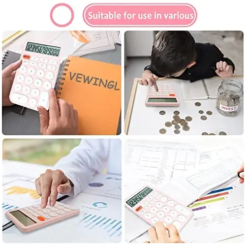 VEWINGL Standard Calculator, 12 Digit Large Display Desktop Calculator with Big Buttons for Office, School, Home & Business - 4