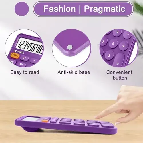 VEWINGL Standard Calculator 12 Digit,Desktop Large Display and Buttons,Calculator with Large LCD Display for Office,School, Home & Business Use,Automatic Sleep,with Battery - 3