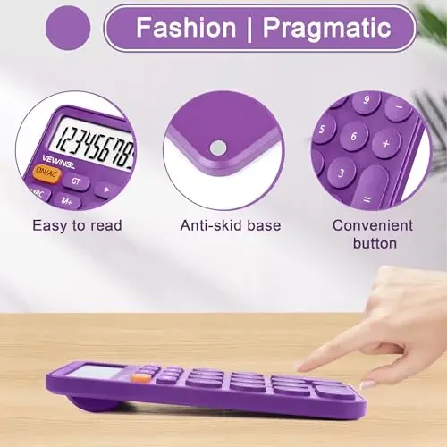 VEWINGL Standard Calculator 12 Digit,Desktop Large Display and Buttons,Calculator with Large LCD Display for Office,School, Home & Business Use,Automatic Sleep,with Battery - 3