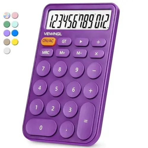 VEWINGL Standard Calculator 12 Digit,Desktop Large Display and Buttons,Calculator with Large LCD Display for Office,School, Home & Business Use,Automatic Sleep,with Battery - VEWINGL